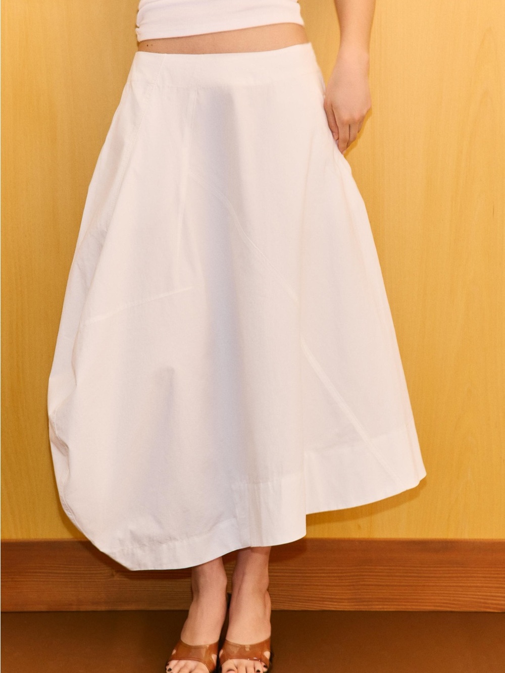 Zara White Maxi A-Line Skirt with Pockets